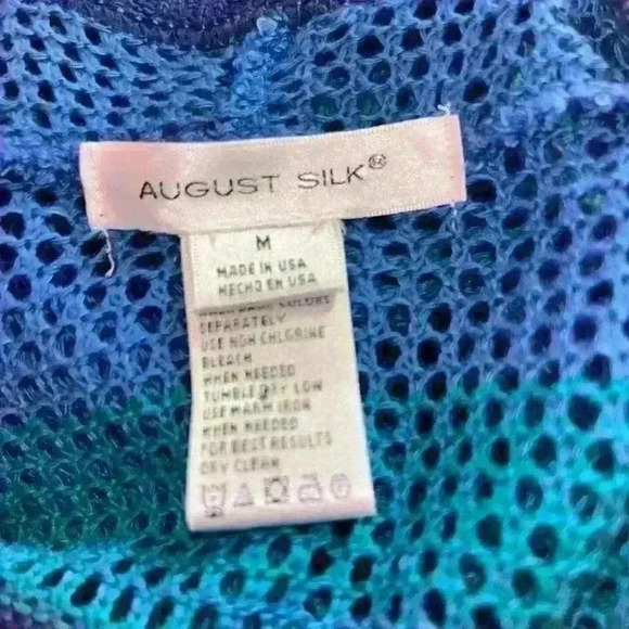 August Silk Striped Blue Cardigan Size Medium - Picture 5 of 5